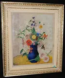 Blumenstillleben in dunkelblauer Vase by Margherita Osswald-Toppi, oil on canvas, sold Dec 2015