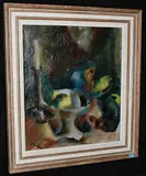 Stilleben mit Kerze und Früchten", 1918 by Henry Wabel, oil on canvas, offered Dec 2015