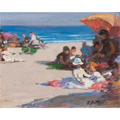 At the Seashore by Edward Henry Potthast, 2002, oil on masonite, sold Jan 2024