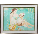 Mother and Daughter by Jen Pang, oil on canvas, sold Jan 2024
