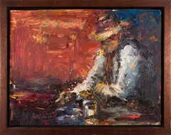 Bill (Study) by Raymond Jackson, 2000, oil on board, sold Jan 2024