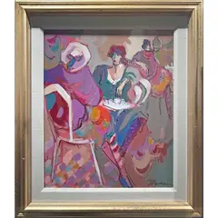Untitled (Colorful Ladies) by Isaac Maimon, oil on canvas, sold Jan 2024