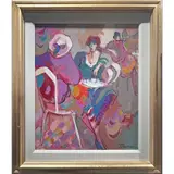 Untitled (Colorful Ladies) by Isaac Maimon, oil on canvas, sold Jan 2024