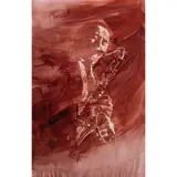 Jazz Musician by Ed Diffenderfer, acrylic on board, sold Jan 2024