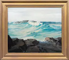 Evening Surf by Rockwell Smith Brank, oil on canvas, sold Jan 2024
