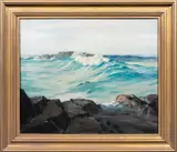 Evening Surf by Rockwell Smith Brank, oil on canvas, sold Jan 2024