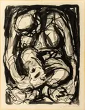 Abstract Expressionist Kneeling Woman by M. Russo, Ink on Paper, sold Apr 2025
