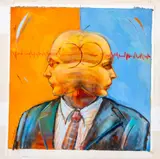 Abstract Figural Composition by Michael Paraskevas, Acrylic on Illustration Board, sold Apr 2025