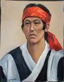Red Bandana by Penny Purpura, Oil on Canvas, sold Apr 2025