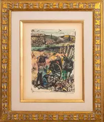 Pastoral Landscape Scene by Walter Spitzer, Lithograph in Colors, sold Apr 2025
