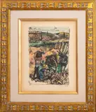 Pastoral Landscape Scene by Walter Spitzer, Lithograph in Colors, sold Apr 2025