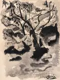 Abstract Landscape Scene by Earl Clifford Gross, Watercolor on Paper, sold Apr 2025