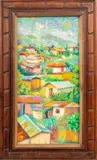 Village Landscape Scene by Emmanuel Pierre Charles, Oil on Masonite, sold Apr 2025