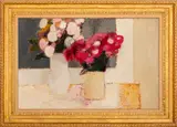 Zinias et Roses d'lnde" [Zinnias and Indian Roses] by Bernard Cathelin, 1966, Oil on Canvas, sold May 2025