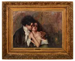Rose e Spine" [Roses and Thorns] by Antonio Piatti, 1901, Oil on Canvas, sold May 2025