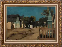 View of Town at Dusk by Vaszary János, Oil on Panel, sold May 2025