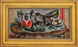 Still Life with Eagle by Manfred Schwartz, 1947, Oil on Canvas, sold May 2025