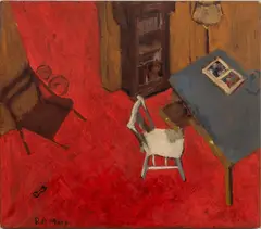Abstracted Interior Scene in Red by Robert O'Meara, Acrylic on Canvas, sold May 2025