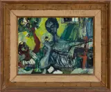 Woman with Flower by Zygmunt Menkes, Oil on Panel, sold May 2025