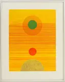 Abstract Composition in Yellow by Gabor Peterdi, Etching in Colors on Paper, sold May 2025