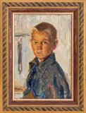 Boy by Fedor Kascheev, 1962, Oil on Cardboard, sold May 2025