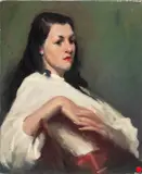 Seated Female Figure by Philip Schumaker, Oil on Canvas, sold May 2025