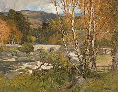 Herbstliche Flusslandschaft by William MacBride, oil on canvas, offered Sep 2015