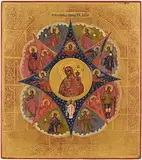 Russisch, Mitte 19.Jh by Gottesmutter unverbrennbarer Dornbusch, tempera, offered Sep 2015