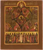 Russisch, 2 by Gottesmutter unverbrennbarer Dornbusch, tempera, offered Sep 2015