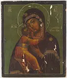 Russisch, 19.Jh by Gottesmutter von Vladimir, tempera, offered Sep 2015