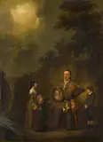 Johann Jakob Waser zeigt seinen Kindern ein Bild der verstorbenen Mutter, 1789 by Heinrich Freudweiler, oil on panel, sold Sep 2015