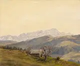 Frühlingslandschaft mit Säntis by Hans Arnold Zeller, oil on board, sold Sep 2015