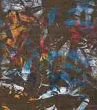 Blau-Rot-Weiss", 1961 by Helen Dahm, mixed media, sold Sep 2015