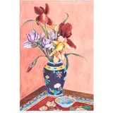Silk Flowers by Linda Bacon, 1982, watercolor, sold Feb 2024