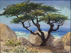 Untitled by Joane Cromwell, oil on canvas affixed to board, sold Feb 2024