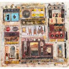 Untitled by Bryan Harrington, 1981, collage with mixed media, sold Feb 2024
