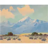 Desert with Mountains by George Sanders Bickerstaff, oil on canvas affixed to board, sold Feb 2024