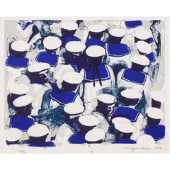 Sailors Caps by Christopher Brown, 1994, lithograph in colors, sold Feb 2024