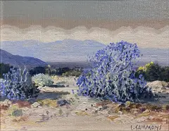 Indigo Bush by Carl Sammons, oil on canvas affixed to board, sold Feb 2024
