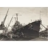 USS Columbia by John Taylor Arms, 1945, etching and mezzotint, sold Feb 2024