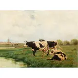 Landscape with Cattle and Distant Windmill by Anton Mauve, oil on canvas, sold Feb 2024