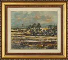 Mining Landscape by Otto Klar, oil on canvas, sold Mar 2026