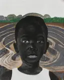 A Girl In a Landscape by Tumelo Mphela, acrylic and charcoal on canvas, sold Mar 2026