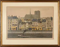 Board de la Seine by Michel Delacroix, etching, sold Mar 2026