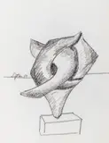Abstract Expressionist Sculpture Study Sketch by Seymour Lipton, 1980, Oil Crayon on Paper, sold May 2025