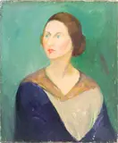 Female Portrait Bust by M.J. Ferguson, Oil on Canvas, sold May 2025