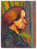 Female Head by Joe Lustberg, Oil on Board, sold May 2025