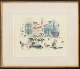 Cityscape Scene by John Haymson, Watercolor on Paper, sold May 2025