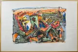 Jaffa Demolie" [Jaffa Demolished] by Marcel Janco, Lithograph in Colors, sold May 2025