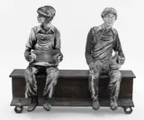 Attributed "Lunch Atop a Skyscraper" Plaster and Iron Sculpture by Sergio Farnari, Mixed media, sold May 2025